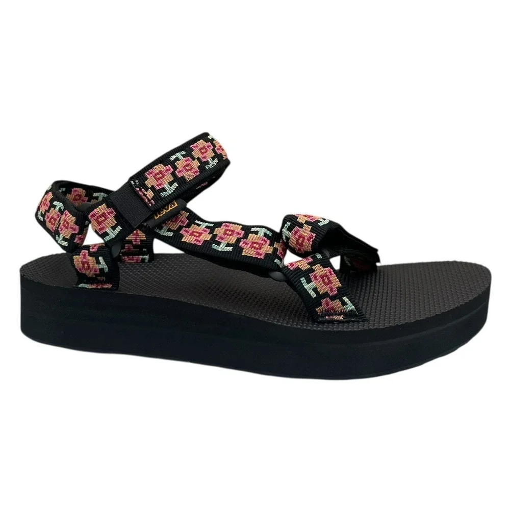 Teva Midform Universal Womens Sport Platform Sandals Size 7‎ Black Floral Multi